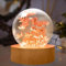 YATOSEEN Kristallkugel Lampe mit Immerwährender Blume, 6cm Stimmungsvolles Nachtlicht mit Holzsockel, Schreibtischdekoration Geschenk für Erwachsene oder Kinder