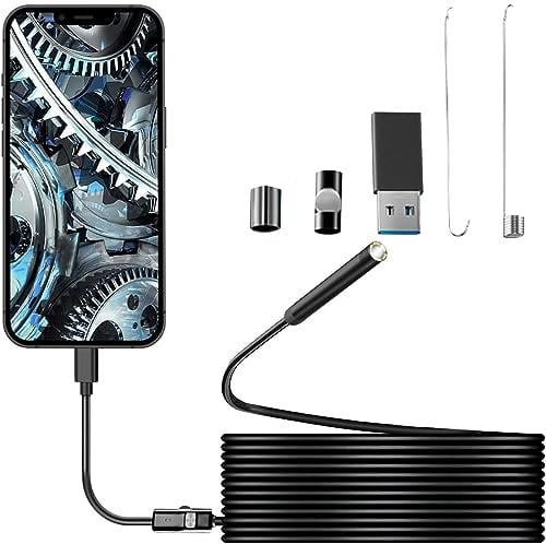 Mokeum Endoscope Inspection Camera, 5.5mm/3.5m USB Endoscope Camera with 6 LED Lights, IP67 Waterproof Flexible Rigid Snake Camera for Android Phone Tablet Device