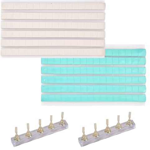 Wisebom Nagel Display Ständer und Kleber Kitt, 10Pcs Magnetische Nagelspitzen Übung Halter 192Pcs Klebe Knete Wiederverwendbar, Acryl Nägel Kunst Praxis Stands für DIY Maniküre (Aurora-Farbe)