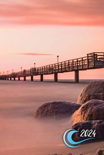 MEER MOTIV - 2024: Planer 2024 ca. A5 Terminplaner Terminkalender Tagesplaner 1 Tag auf 1 Seite auch Samstag Sonntag !, Kalender ab Januar 2024 bis ... mit Ostsee Nordsee Motiv Cover