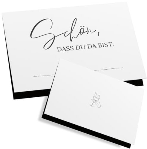 ZETTMANN® 50er Premium Tischkarten Hochzeit Schön dass du da bist 85x55mm I Tischkarten Geburtstag I Platzkarten I sehr gut beschreibbar (schwarz - romantik)