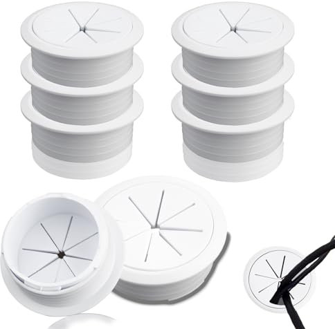 SWTYExt 60mm Kabeldurchlass 6 Stück Kabeldurchführung Schreibtisch Weiß Tisch Kabeldurchführung Kunststoff Kabeldurchlass Schreibtisch Kabelauslass für Schreibtisch Schule Büro Organisiert Kabel