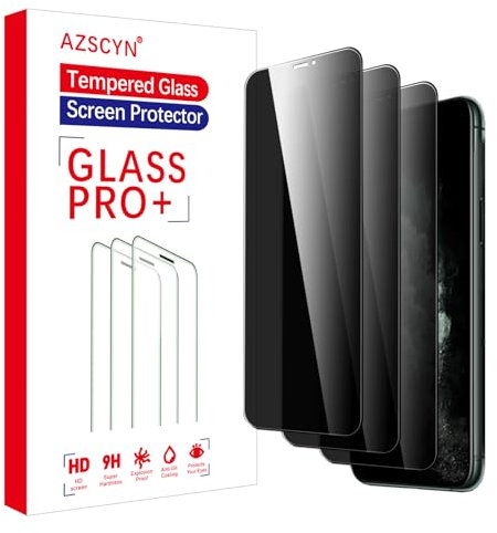 AZSCYN [3 Stück] Sichtschutz Schutzfolie für iPhone 11 Pro, Blickschutzfolie Privacy Screen, Anti-Spähen Gehärtetes Glas Folie Displayschutz, 9H Härte Anti-Spy Privacy panzer Schutz glas folie
