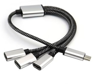 Portable USB C Male To 3 USB C Female Splitter USB Y Splitter Cable Type C Hub For Type C Devices Gaming Handle USB C Hub Charger