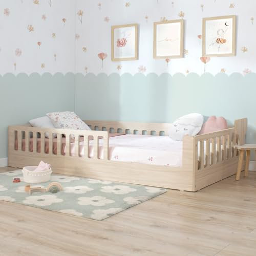 Cama Montessori BARROTES Creta 90x190 cm (Entrada Izquierda)