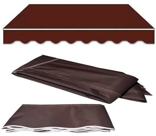 Einziehbarer Markisenstoff, Ersatzbezug, wasserdichter Sonnenschutz für Markisen, Camping-Gartenüberdachung, Polyester, anpassbar, 41 Größen (Größe: 4,8 x 3 m, Farbe: Kaffeebraun)
