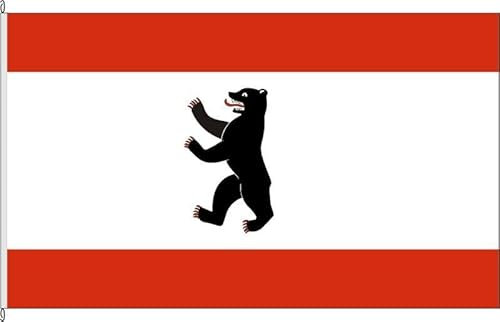 KÖNIGSBANNER Zertifizierte Flagge Fahne Berlin. 60 x 90cm - Hissflagge doppelt gesäumt mit Karabinerhaken aus deutscher Flaggen-Manufaktur