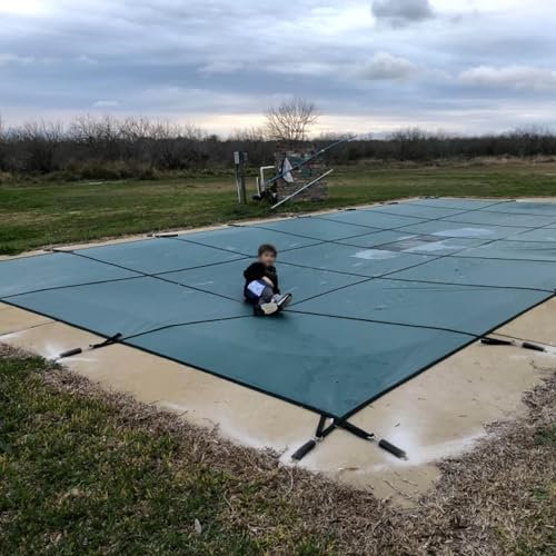 couverture solaire piscine Couverture de piscine souterraine rectangulaire de sécurité, couvertures de piscine d'hiver vertes robustes pour jardin, 5 pieds 6 pieds 8 pieds 10 pieds 12 pieds 14 pieds 1