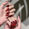 Stiletto Press On Nails - 24PCS Red Almond Cat Eye Design - Glitter Medium Long False Nails - Glossy Stick On With Glue - Charm Cute Full Cover Acrylic DIY for Women and Girls