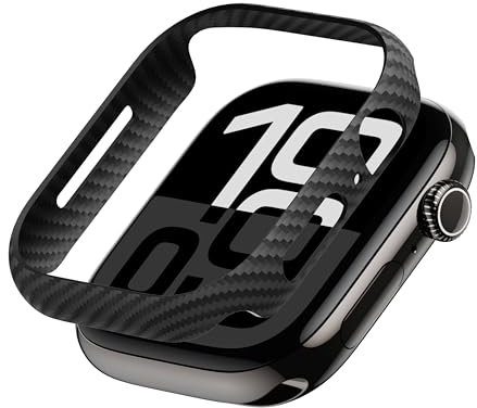 pitaka Schutzhülle für Apple Watch 11/10 (42mm) Ultradünne und Leichte Hülle mit Umfassender Schutz aus Aramidfaser Langlebige und Kratzfeste Hülle Minimalismus [Air Case] Schwarz/Grau