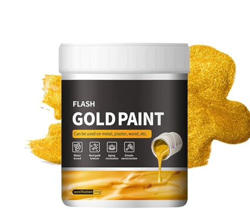 Peinture dorée liquide – 300 g – Liquide de peinture à séchage rapide | Peinture dorée pour bois, plâtre métallique et peinture sur bois, peinture dorée facile à appliquer, fournitures artistiques