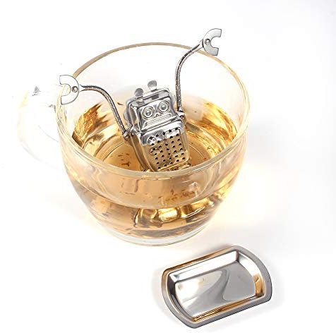 Edelstahl -Tee -Infusseer -Mesh -Roboter -Teesieb, Löffel Zuckermehl Sifter Filter Tee Intervall Diffusor Filterdiffusor für Loseblatt, Gewürze