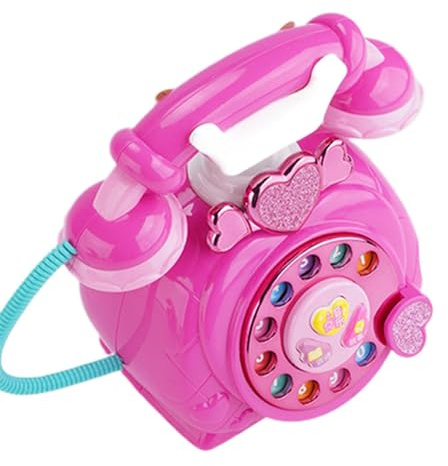 Play Play Play Schnurgebundenes Telefon mit Wähltelefon, Retro-Akkord mit Musik und Geschichtenerzählen, für Weihnachten Geburtstag