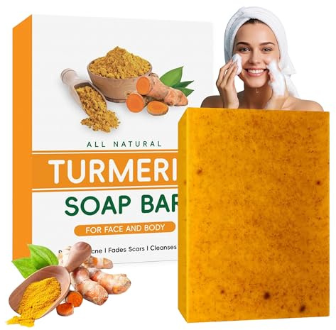 Turmeric Kojisäure Soap - Kurkuma Lemon Seifenstück Bio Natürlich Vegan für Gesicht und Körper, Turmeric Brightening Soap Tiefenreinigung für gegen Unreinheiten, Ingwer Seife Sanfte Reinigung der Haut