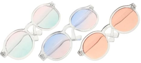 Kisangel Kleiner Puppenbrille für 20cm Puppen Runde Kunststoff Anziehbrille Selbstgemacht Puppenhaus Zubehör Sonnenbrille für Kinder Bastelzubehör für Puppen