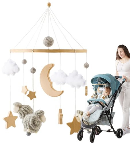 yakermur Baby Mobile for Cot, Hanging Decoration for Side Cot and Prams, Music Mobile with Portable Suspension for Girls Decoration on Prams and Cradles 0-3 Years