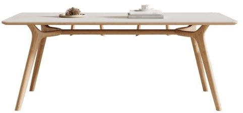 Nordic Esstisch aus Massivholz, moderner rechteckiger Schiefertisch für Küche und Esszimmer, schlichtes Design, Größe M (140 x 80 x 75 cm), Haushaltsmöbel