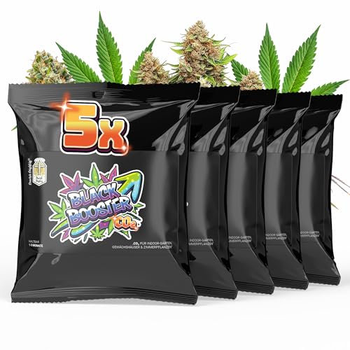 Hoch & Highlig Black Booster CO2-Beutel für Pflanzen – 5er Set - Natürliche CO2-Quelle für Indoor-Grow, Zimmerpflanzen & Gewächshaus – Dicke Buds und fettere Blüten