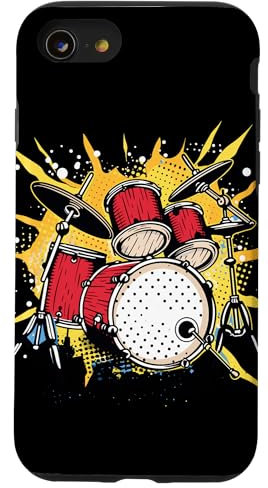 Kit de batterie Cartoony Baguettes de batterie Coque pour iPhone SE (2020) / 7 / 8