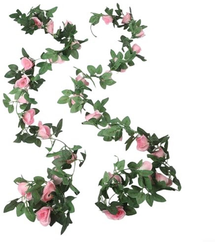 Rose finte rampicanti 2 m 2 pezzi fiori di seta per la casa e vari eventi decorativi (rosa)