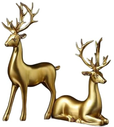 LOVIVER 2X Rentier-Statuen, Tier-Skulpturen, Ornamente, Geschenke, Kunsthandwerk, Hirschfiguren für Hochzeit, Bar, Tisch, Esszimmer, Dekoration