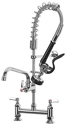 Rubinetto miscelatore ad alta pressione PreRinse Tap27 cromato per lavello da cucina con braccio a molla per uso commerciale