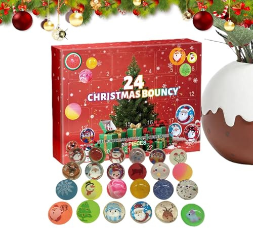 Weihnachtskalender 2025 Adventskalender mit Hüpfkugeln - 8,27 x 6,3 x 1,97 Zoll | 24 Tage Spielzeug mit springenden Bällen, Countdown-Kalender für Feiertage | Festival