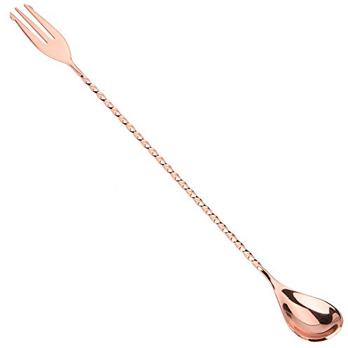CHICIRIS Smooth and Glossy Stainless Steel Bar Mixing Cocktail Spoon, Ideal for Cocktails Juices Iced Tea Coffee #1-9, Home and Professional Bartenders (Fork Tail)