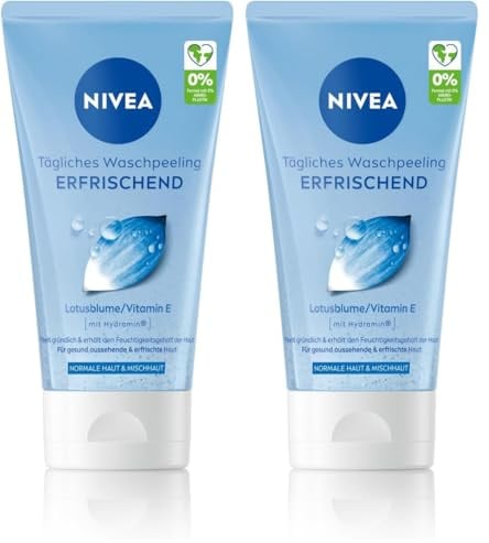 NIVEA Tägliches Waschpeeling Erfrischend, Peeling ohne Mikroplastik mit Vitamin E für eine porentiefe Gesichtsreinigung, erfrischendes Gesichtspeeling für normale Haut und Mischhaut (150 ml)