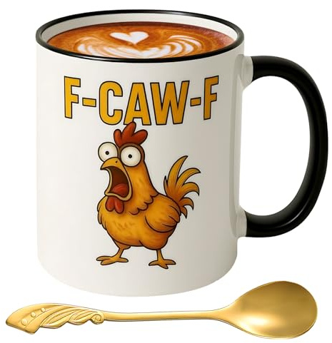 F Caw F Tasse F-Caw-F Huhn Tasse Lustige Teetasse Ein Geschenk Für Männliche Und Weibliche Kollegen Schwarz 300–400 Ml
