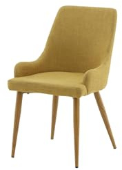 FURNLUX Plaza Esszimmerstuhl, Gepolstert, Textil Gelb, Eichenholz-Beine, 49x58x86 cm, 6 kg, Weiche Polsterung, Pflegeleicht mit Textilspray
