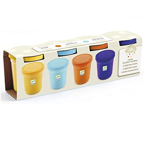DJECO Modlear DJ09027 Lot de 4 Pots de pâtes Nature Art et travaux manuels Multicolore