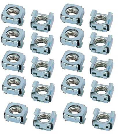 sourcing map 20pcs M10 Carbon Steel Captive Cage Nut Silver Blue for Server Shelf Cabinet
