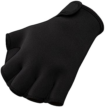 FitsT4 Sports Aqua Gloves Webbed Paddle Swim Gloves Fitness Water Aerobics and Swimming Resistance Training Gloves for Men Women Children Black M