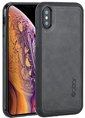 Molzar GripBig Series for iPhone Xs and iPhone X Case, Built-in Metal Plate for Magnetic Mount, Works with Qi-certified Chargers, Compatible with iPhone Xs/X, Black/Black