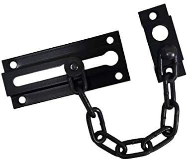 QCAA Solid Brass Chain Door Guard, with 9 Links Steel Chain, Matte Black, 1 Pack