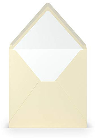 PAPERADO 10 Briefumschläge quadratisch Chamois gerippt Creme Beige - 100 g/m² Kuvert Ohne Fenster 16,4 x 16,4 cm - Hochzeits Umschläge mit Nassklebung spitzer Klappe