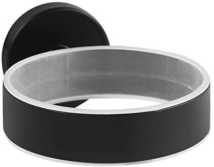 Ambrosya - Soporte para Secador de Pelo de Acero Inoxidable en Negro - Baño Inodoro de Pared (Acero Inoxidable (Negro))