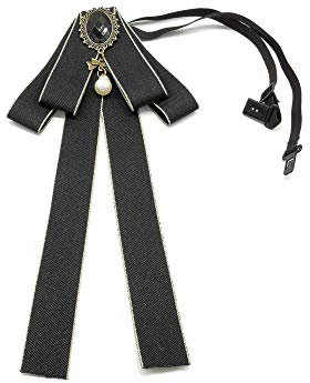 CHENGZI Damen-Brosche mit Fliege, verstellbar, Vintage-Stil, vorgebunden, Schwarz, für Hochzeit, Party, Zubehör, Einheitsgröße, Stoff
