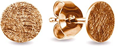 Beate Stohr - Ohrstecker Roségold Silber 925, echte Handmade Ohrringe rose vergoldet rund 6mm Eis-Matt, für Damen, Herren, Kinder