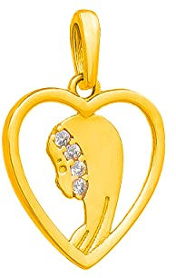 Anhänger Heilige Jungfrau Maria Gold Gelbgold 333 8K Goldanhänger Kettenanhänger Herz Gottesmutter Medaille Medaillon Zirkonia für Damen Mädchen Jungen Kinder