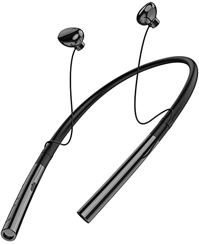 ESSONIO Kabelloser Bluetooth In-Ohr Kopfhörer 10Stunden Akkulaufzeit, Voice Assistent, magnetische Ohrstöpsel, Behind-The-Neck Design, integrierte Headset-Funktion, Headset mit Mikro Black