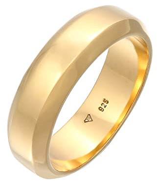 Kuzzoi Herrenring (7 mm) Massiv Handgefertigt, Bandring für Männer aus 925 Silber vergoldet, Ehering, Verlobungsring, Freundschaftsring, goldener Ring poliert, Ringgröße 64, 0610461521_64