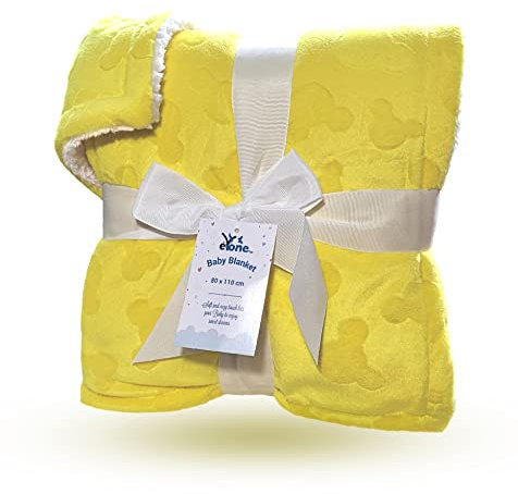 eYone Große Sherpa-Babydecke, doppellagig, Fleece, für Kinderbett und Kinderwagen (gelb)