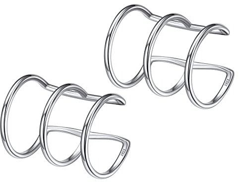 ChicSilver Lot Boucles d'Oreilles Femme-Faux Piercing Oreille Triple Anneau Argent