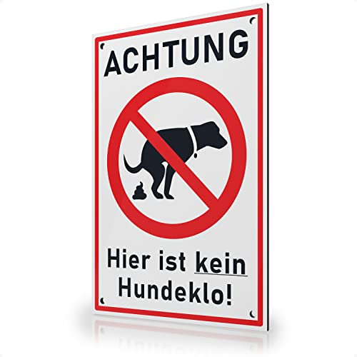FLAGLY Premium kein Hundeklo Schild 30x20cm aus 3mm Alu Dibond inkl. Bohrungen MADE IN GERMANY - stabiles Hinweisschild/Warnschild, wetterfest & UV-beständig