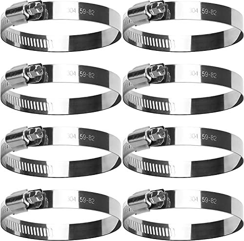 Oumuik Jubilee Clips Hose Clips Stainless Steel 8Pcs Drive Hoses Hose Clamps Suit for Securing Hose Connections, 59-82mm