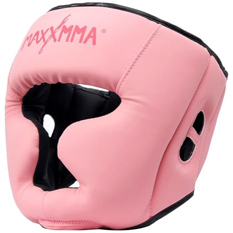 MaxxMMA Box-Kopfschutz, Verstellbarer Rundum-Schutzkopfschutz mit Stirnband, MMA-Training, Muay Thai, Sparring, Kampfsport, Karate (Rosa, M)