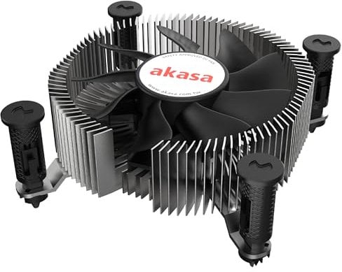 Akasa Alluminio Intel® LGA1700 Mini-ITX Cooler | Designed for Core™ i9 processors up to 73 TDP | 74 PWM Fan | Heatsink with Copper Core | 29,92 mm Low Profile | AK-CC6602HP01