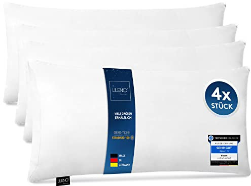 LILENO HOME Microfaser Kissen 40x80 cm Premium (450g Füllung) [4er Set] bis 95 Grad waschbar mit Reißverschluss - Kopfkissen 40x80 cm als Kissen-Füllung für Bett - Deko-Sofa-Kissen